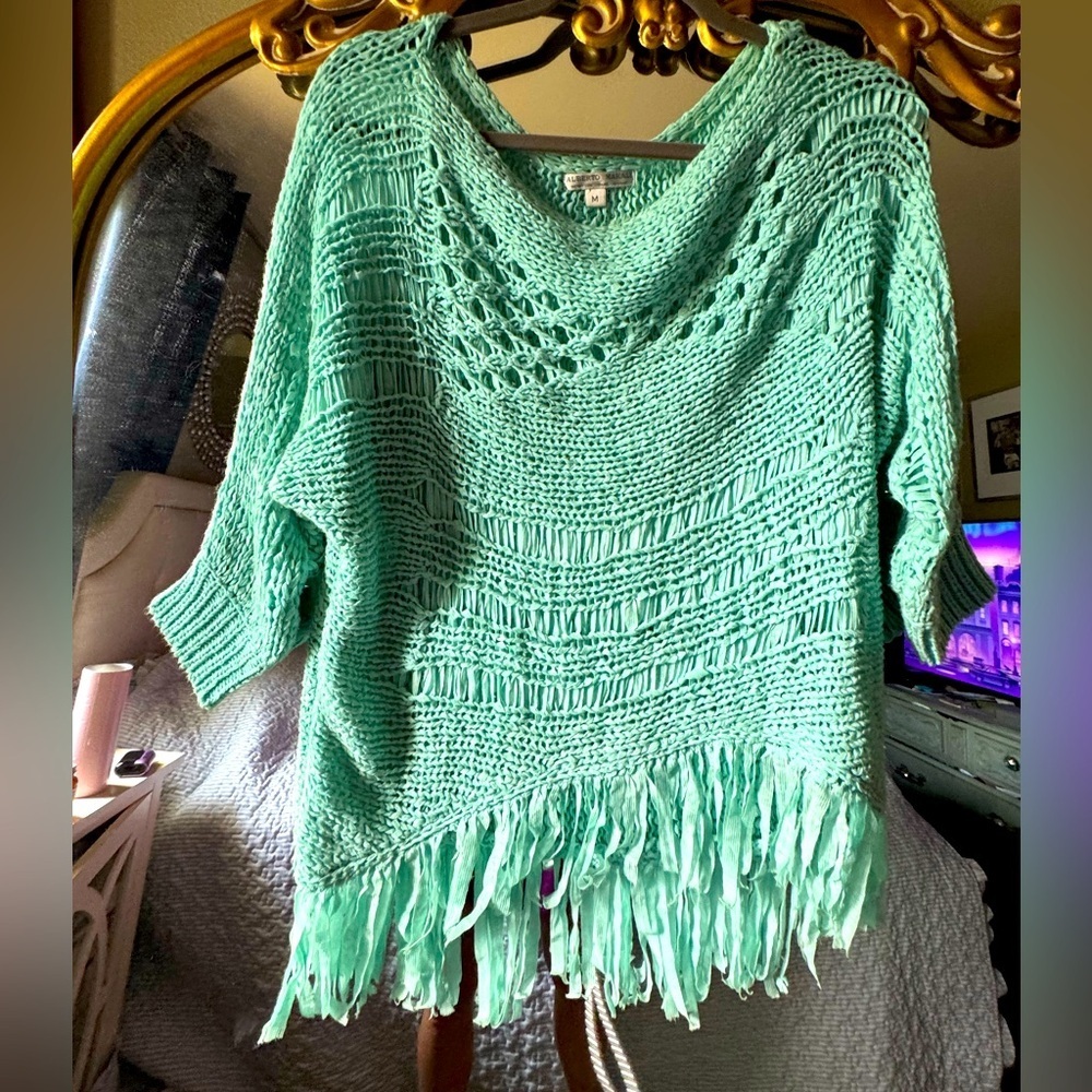 Alberto Makali aqua blue Fringe Sweater - Picture 2 of 7